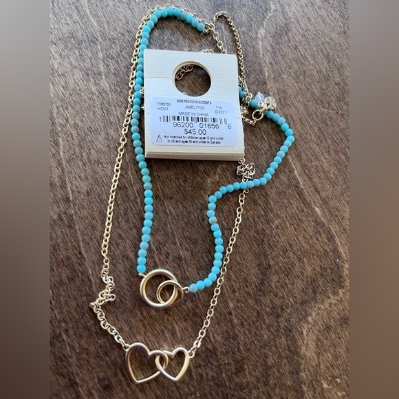 NWT Lucky Brand Turquoise Beaded Heart Layer Necklace - Picture 11 of 11